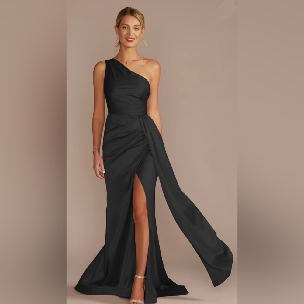One-Shoulder Stretch Satin Dress
